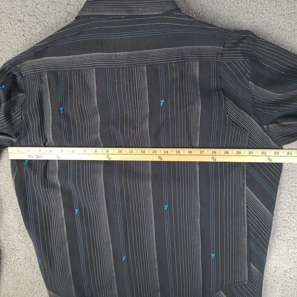 Red Button Seven 7 Shirt Mens Large Black Long Sleeve Button Down 7's Embroidery - Picture 11 of 12